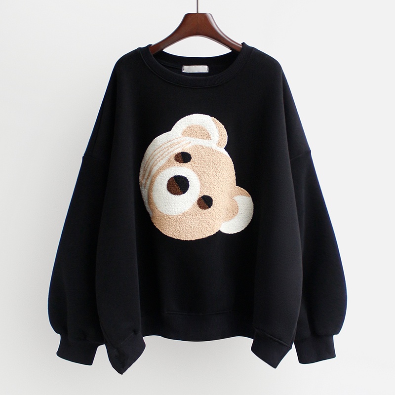 NRVP Áo nữ dáng rộng họa tiết mặt gấu thời trang Hàn Quốc đơn giản cá tính cho nữ