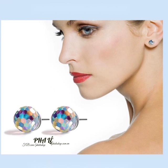 Bông Sát Tai Pha Lê Tròn Dát Nhiễn Được Thiết Kế Từ Pha Lê Swarovski
