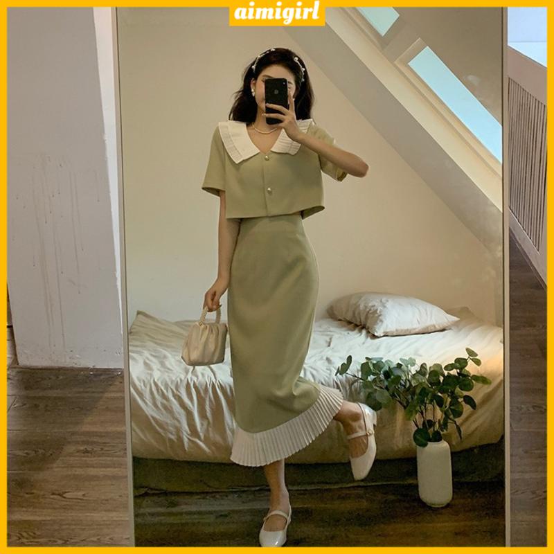 Set Áo Ngắn Tay + Chân Váy Ôm Dáng Thiết Kế Mới Thời Trang Dành Cho Nữ
