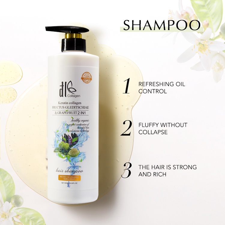Dầu gội xả bưởi bồ kết ĐL ĐLE Grapefruit 850ML tặng tinh dầu 60ml, phục hồi chống rụng kích mọc tóc