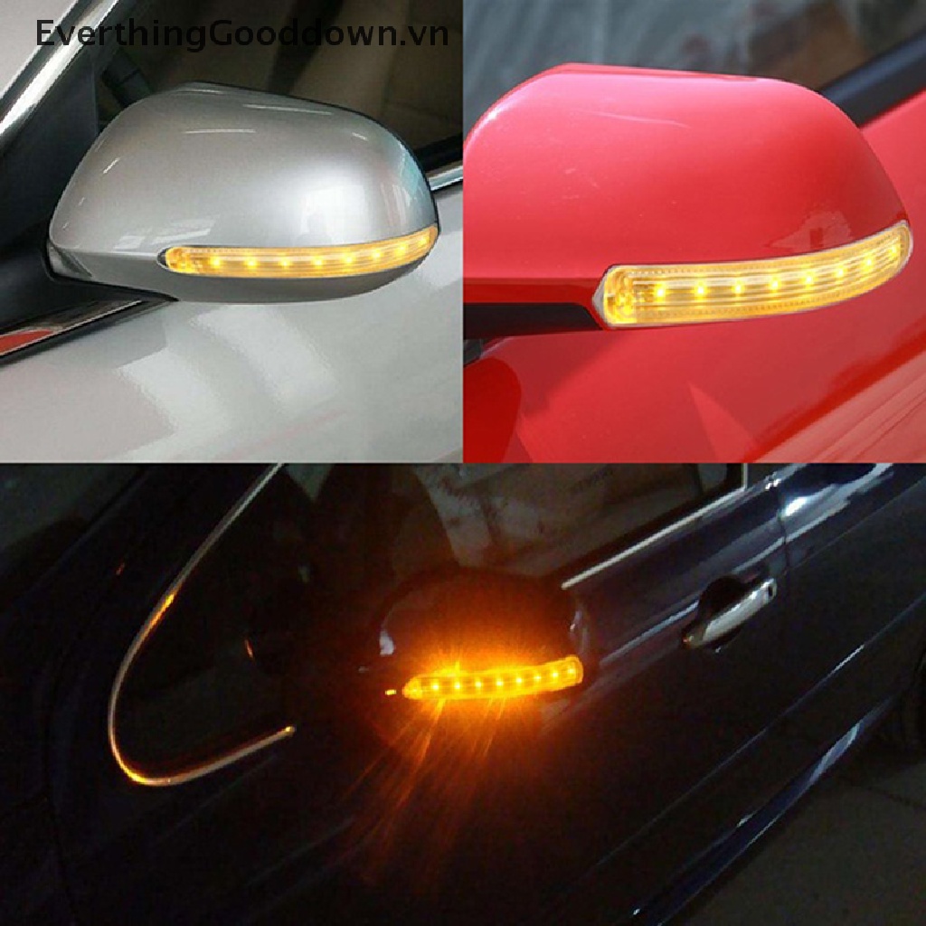 Bộ 2 Đèn LED Gắn Gương Chiếu Hậu Xe Hơi Màu Hổ Phách Mềm Mại 9 SMD12V