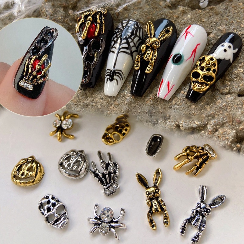 Set 10 Phụ Kiện Trang Trí Móng Tay 3D Chủ Đề Halloween Độc Đáo