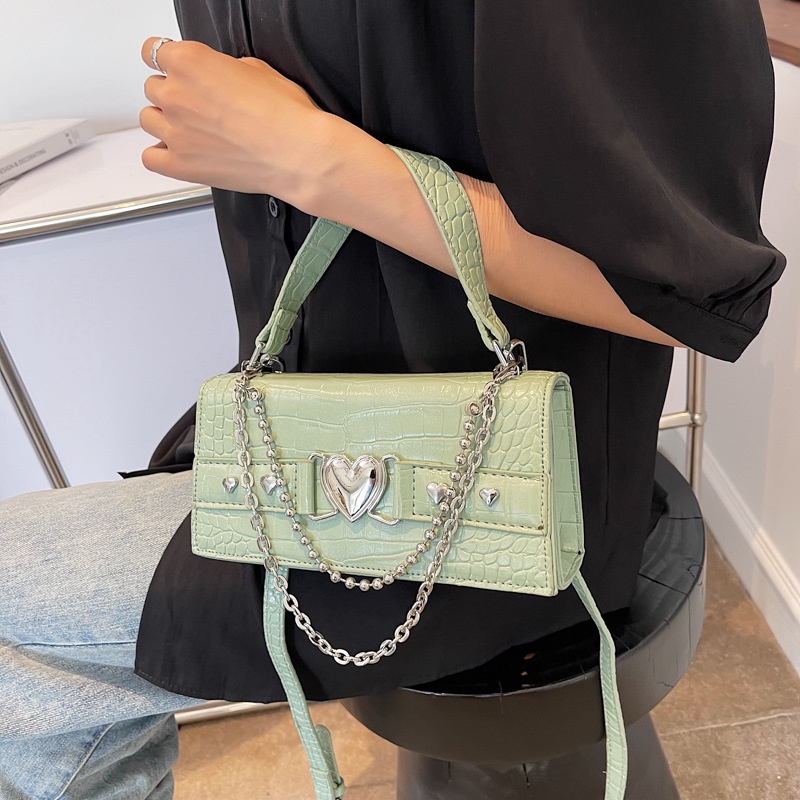 Túi Xách JASMIN NOIR Nắp Gập Họa Tiết Da Cá Sấu Phối Dây Xích Thời Trang Sang Trọng Cho Nữ
