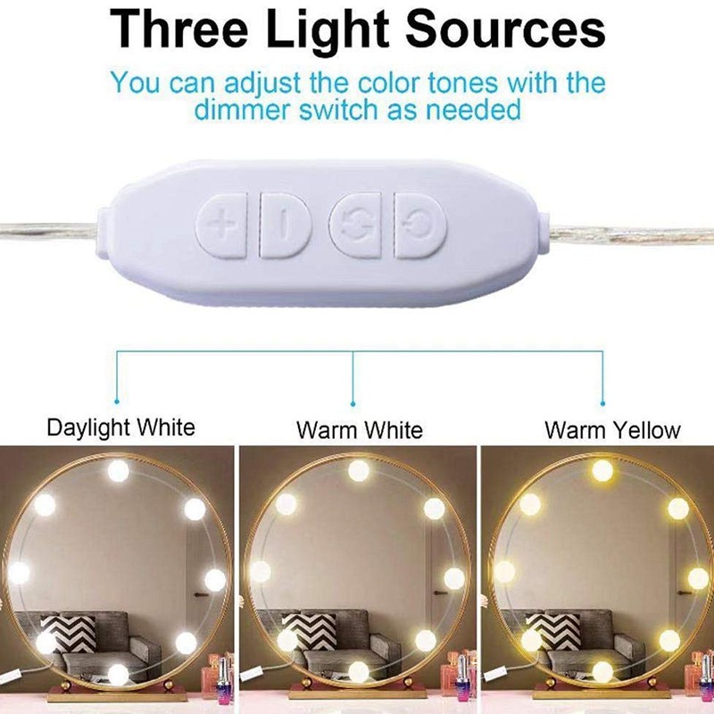 Bộ Dây Đèn Led Gắn Gương Trang Điểm 3 Màu