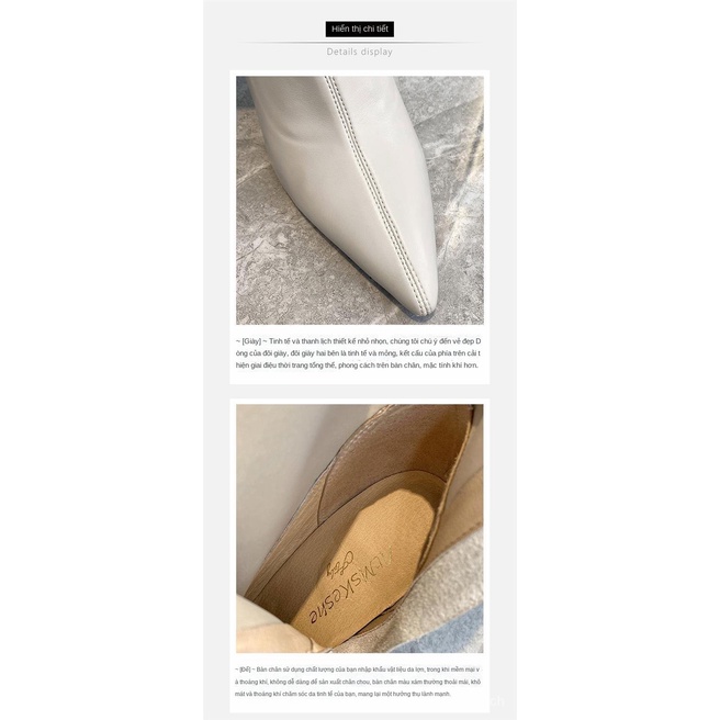 Đôi bốt cao gót mũi nhọn 2 màu thời trang đông mới cho nữ 2021