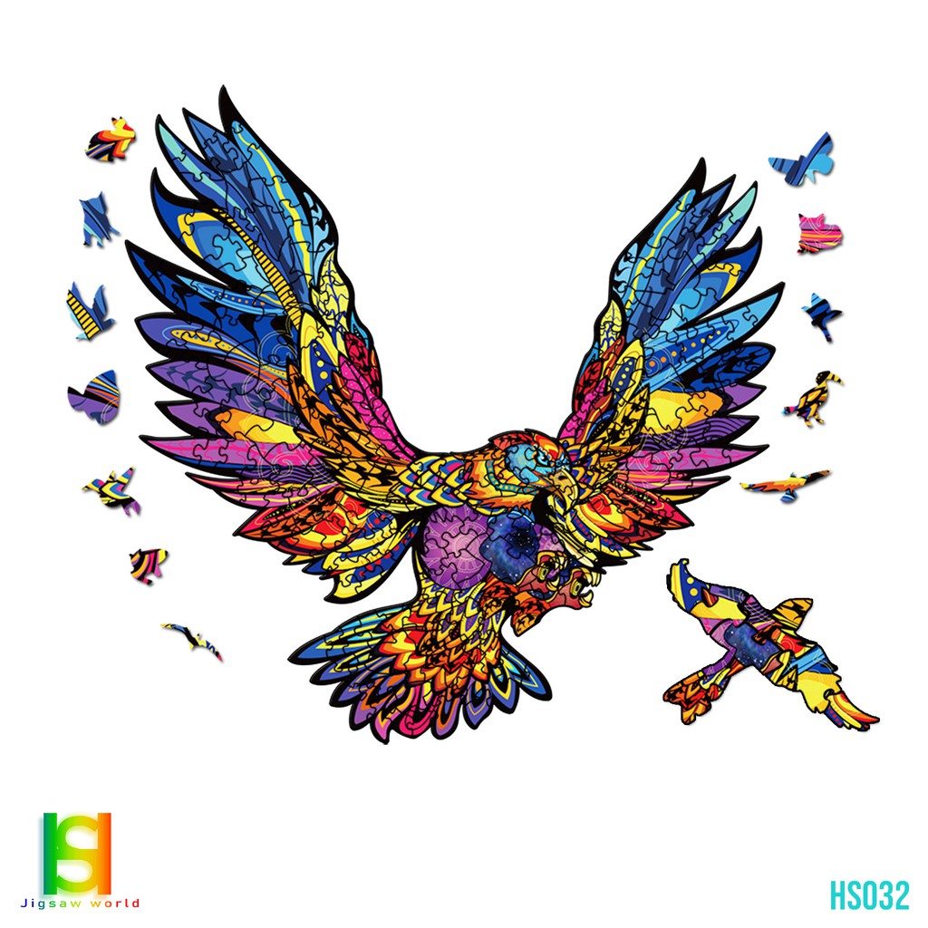 Bộ Ghép Hình Động Vât Bằng Gỗ Miếng JIGSAW - Hình Đại Bàng Tung Cánh Eagle King