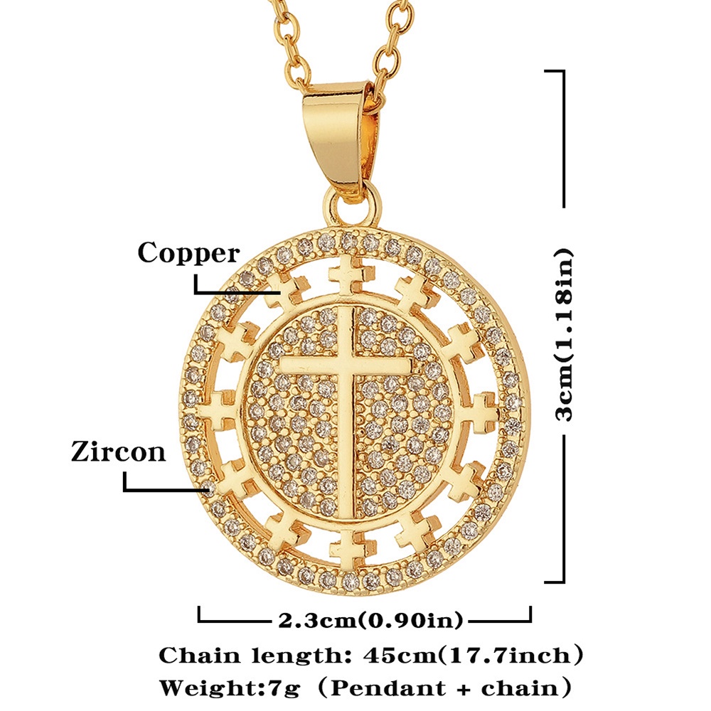 Dây Chuyền Mạ Vàng Mặt Hình Thánh Giá Đính Đá Zircon