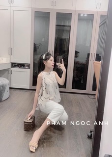Set yếm mix quần đũi trắng
