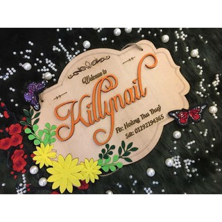 Bảng gỗ Kabi tên shop đặt riêng size 26x38