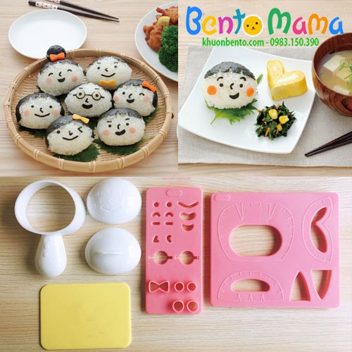 BỘ ÉP CƠM HOẠT HÌNH FAMILY KÈM TẤM CẮT TRANG TRÍ