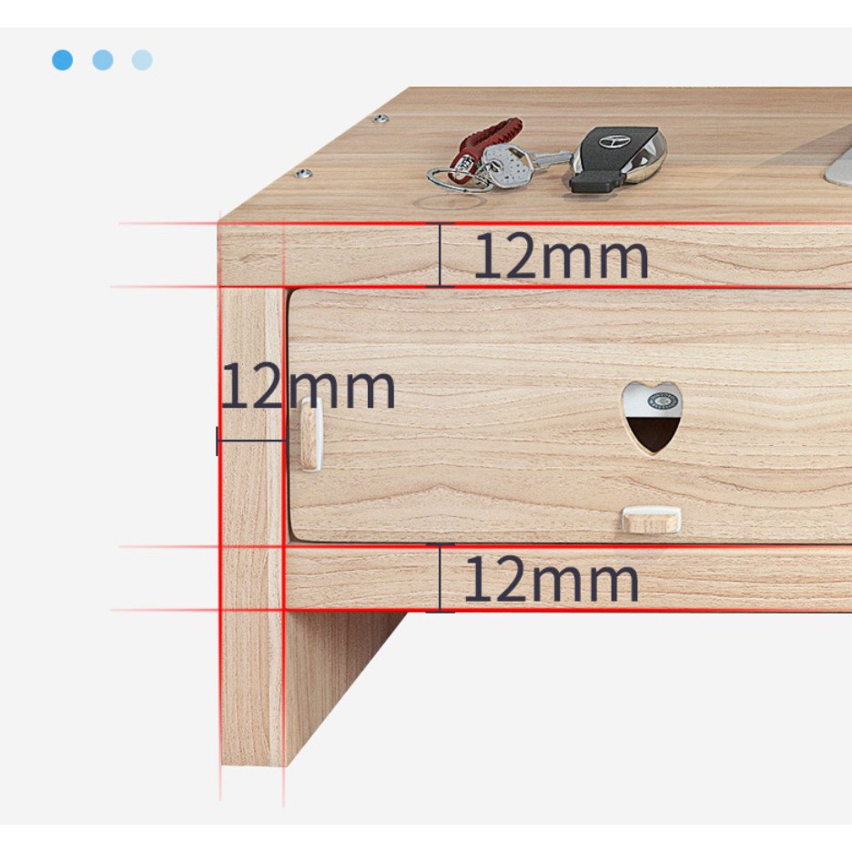 Bàn kê màn hình máy tính Monitor, Laptop bằng gỗ ghép dày 12mm có 3 hộc tủ nhỏ tiện dụng cao cấp loại