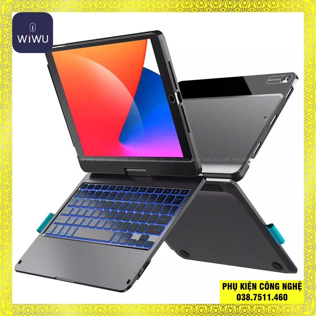 Bao da kèm bàn phím bluetooth xoay 360 - WIWU Waltz Rotating cho Ipad 10.2’/10.5’ và 10.9’/11’
