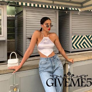 Áo crop top hai dây cổ yếm lưng trần dáng ôm gợi cảm cho bạn gái