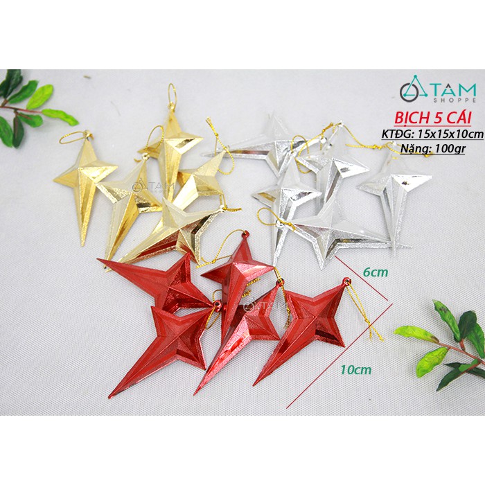 Set 5 ngôi sao nhọn treo cây thông Noel X-PKTCT-57