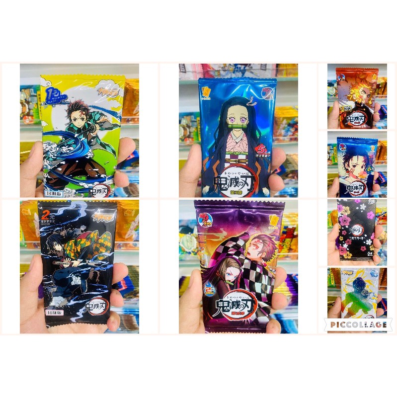 Tổng hợp Set 5 ảnh thẻ nhân phẩm Anime Kimetsu no Yaiba Thanh Gươm Diệt Quỷ ngẫu nhiên chibi xinh xắn