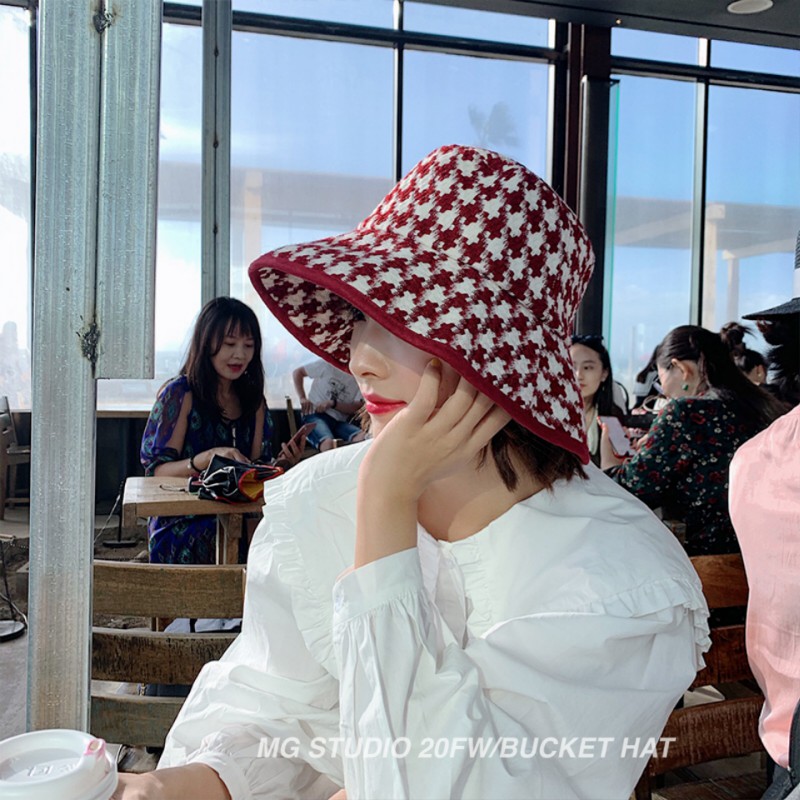 Mũ bucket MG STUDIO chất liệu cotton họa tiết houndstooth độc đáo