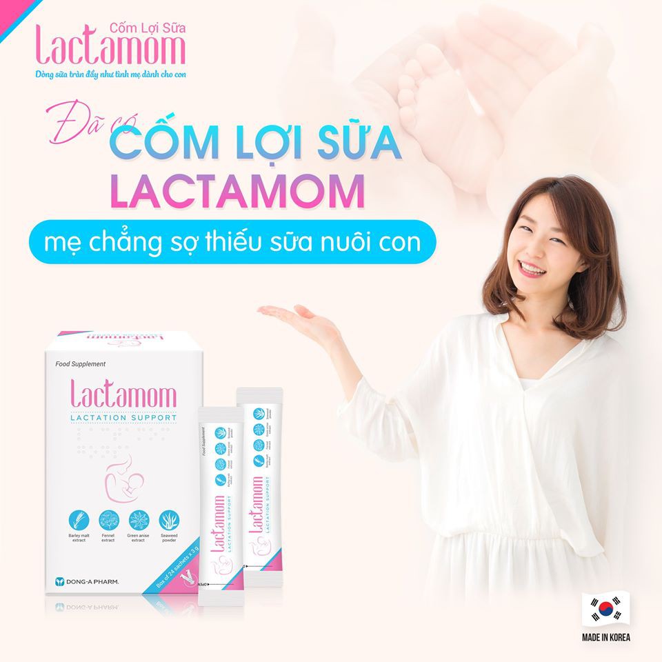 Cốm lợi sữa Lactamom - Hỗ trợ tăng tiết sữa và lợi sữa ngay sau khi sinh và trong suốt thời gian cho con bú (Hộp 24 gói)