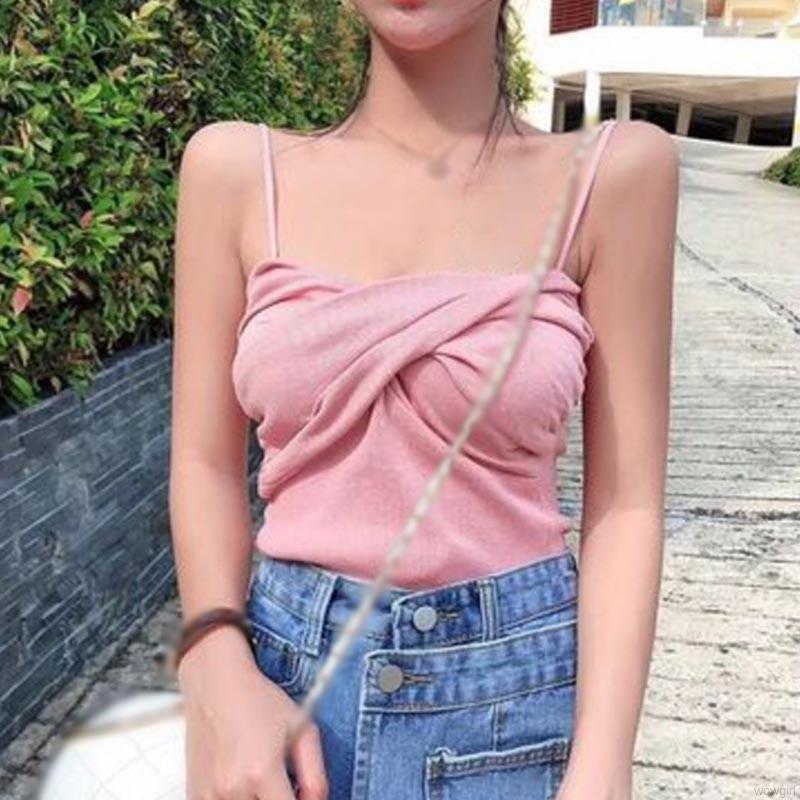 Áo Tank Top Thiết Kế Dây Đan Chéo Phong Cách Hàn Quốc Quyến Rũ