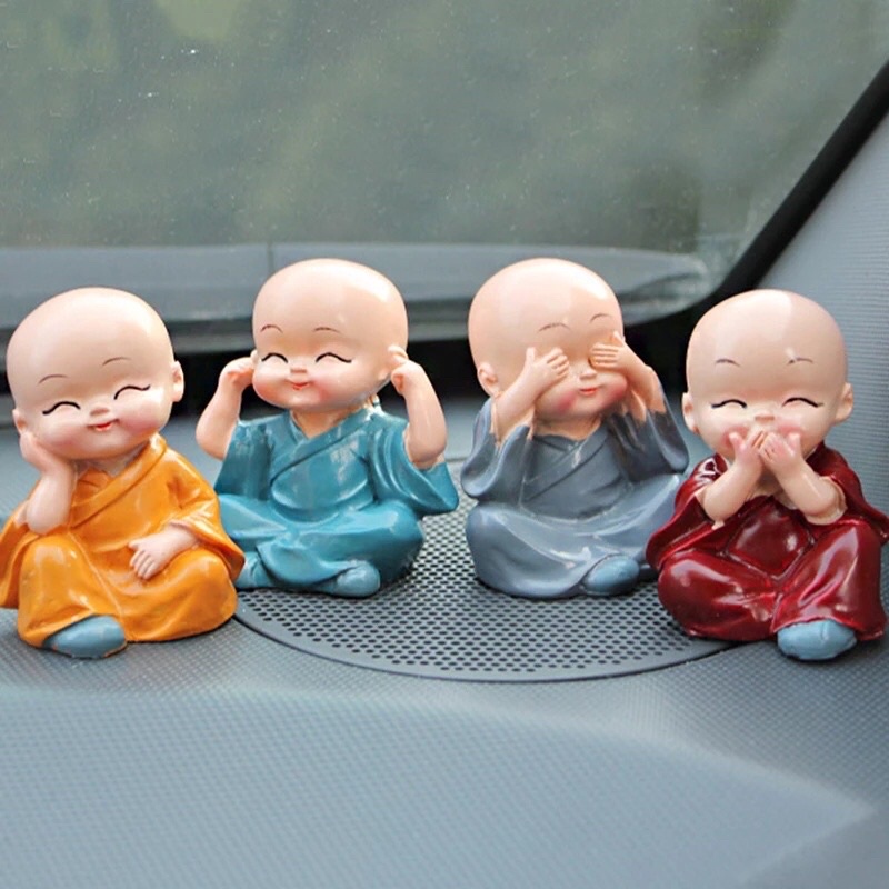 ❤Bộ Tượng Chú Tiểu Hòa Thượng Tứ Không Mini Phong Thủy Trang Trí Bàn Làm Việc