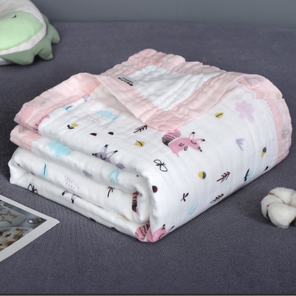 Khăn tắm, chăn tắm Aden xô 6 lớp có viền siêu mềm mịn 110x100cm