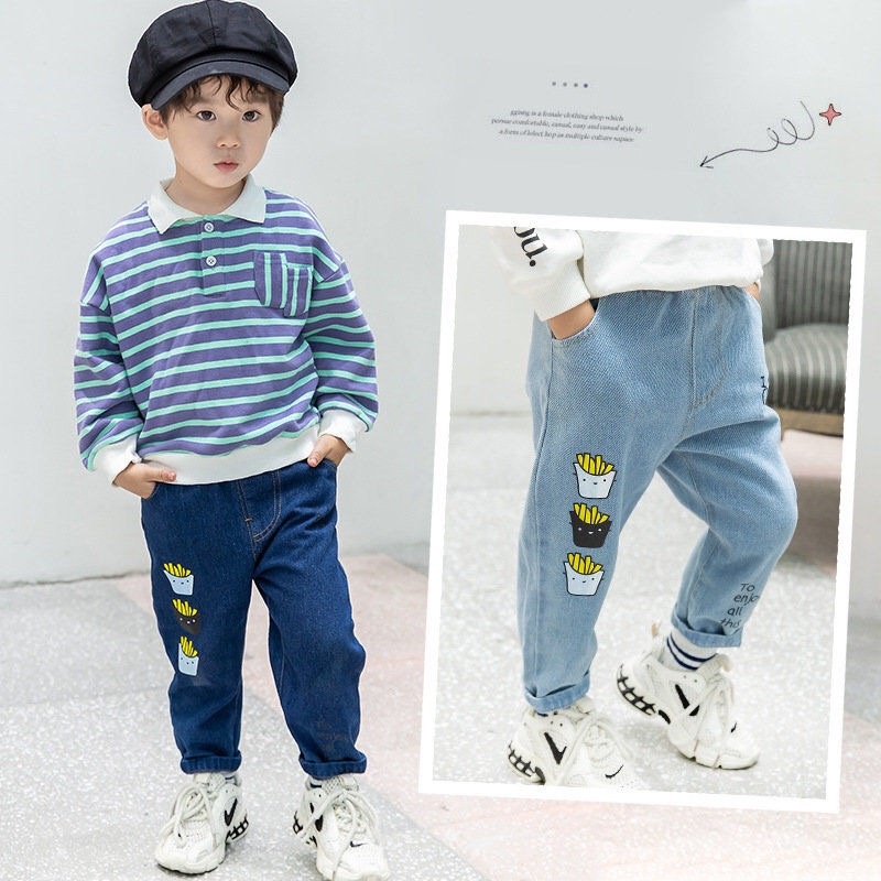 Quần Jeans Dài Thời Trang Dành Cho Bé Trai Gái 2-8 Tuổi