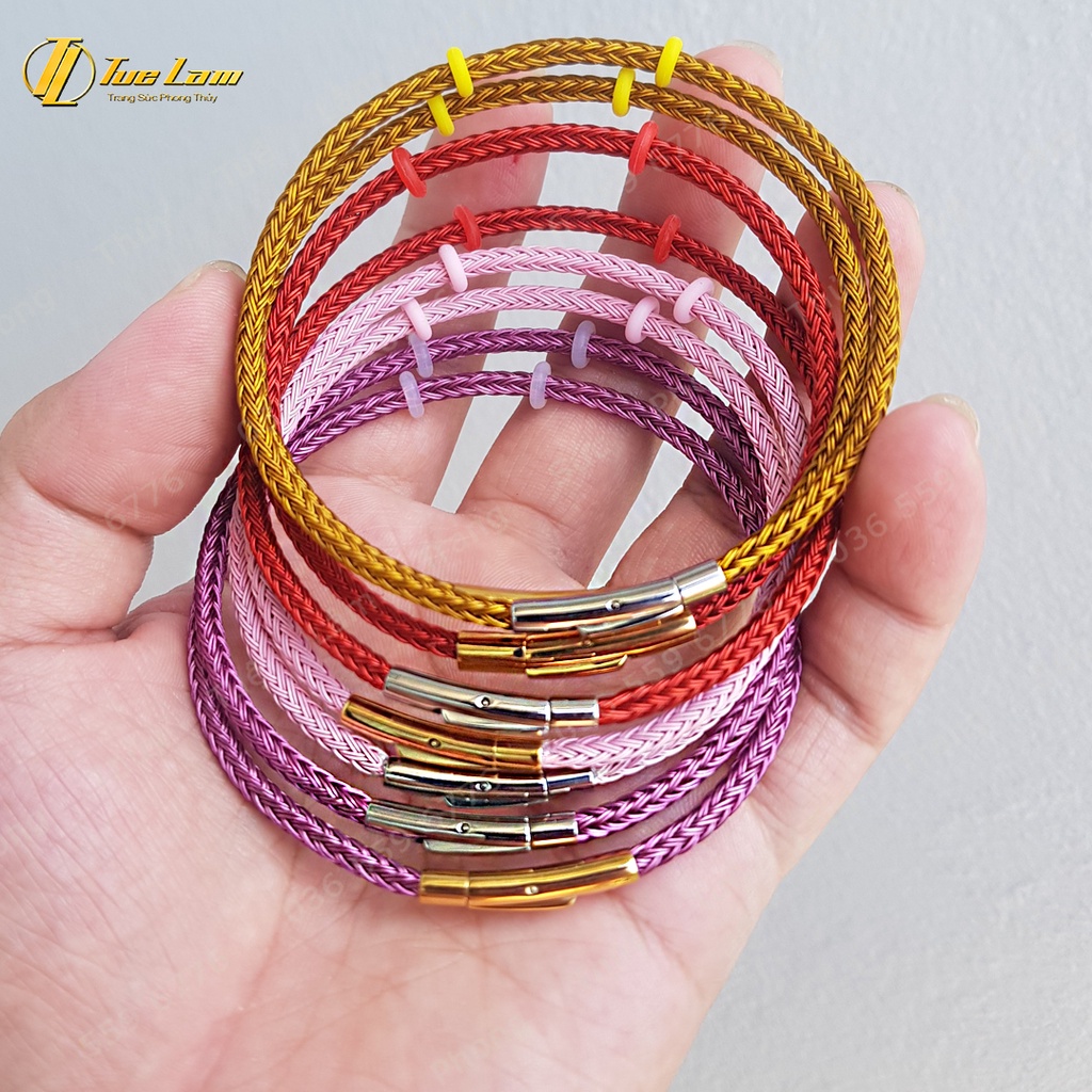 Dây Cáp Khóa Bấm Siêu Bền Đẹp - Màu Đỏ/Hồng/Tím/Vàng - Dây 3mm Phù Hợp mix charm, phụ kiện, vòng Tay - Tuệ Lâm