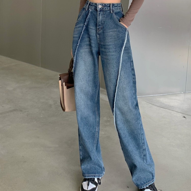💃 Quần Jeans Nữ Vạt Xước Chéo Ống Rộng Fullsize