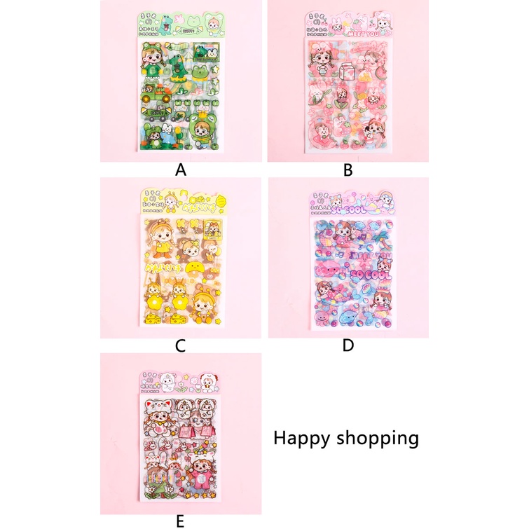 Set 4 Tấm Hình Dán Trang Trí Kiểu Hoạt Hình Đáng Yêu