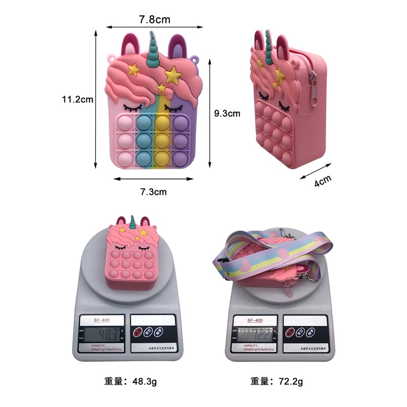 Túi đựng tiền xu kiêm đồ chơi bóp bong bóng silica gel đơn giản nhiều màu và hình dạng tùy chọn cho trẻ em và bạn gái