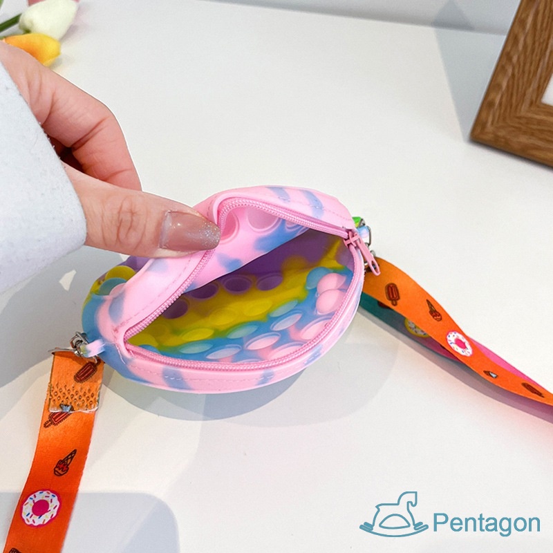 Túi Đeo Chéo Silicon Có Khóa Kéo Kiểu Hàn Quốc Dễ Thương Cho Bé Gái