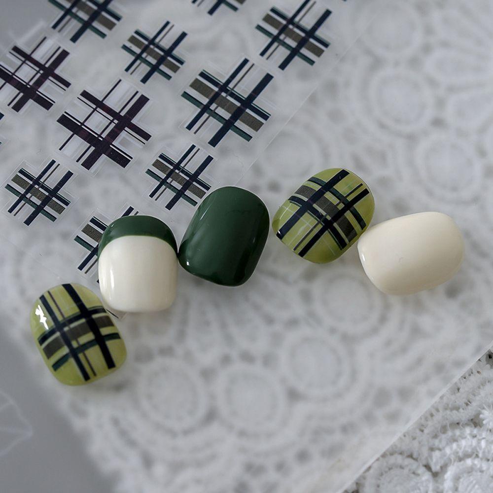 Miếng Dán Móng Tay Họa Tiết Caro / Chữ Tiếng Anh / Tuyết Thời Trang DIY