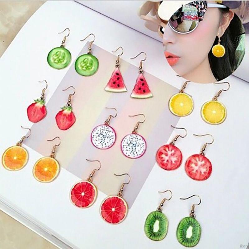 Bông tai dài hình trái cây dễ thương