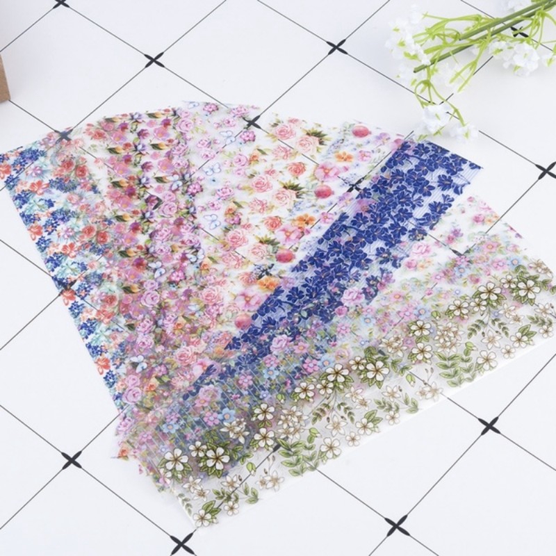 Bộ 10 miếng sticker hình hoa phong cách thời trang Nhật dùng dán móng nghệ thuật