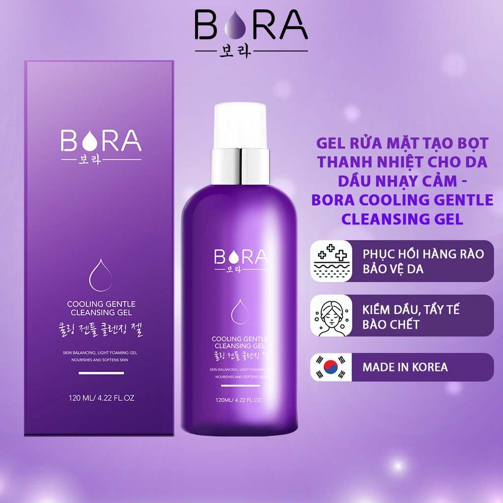 Sữa Rửa Mặt Thanh Nhiệt BORA COOLING GENTLE CLEANSING pH 5.5 Sạch Sâu Ngừa Mụn Chai 120ml