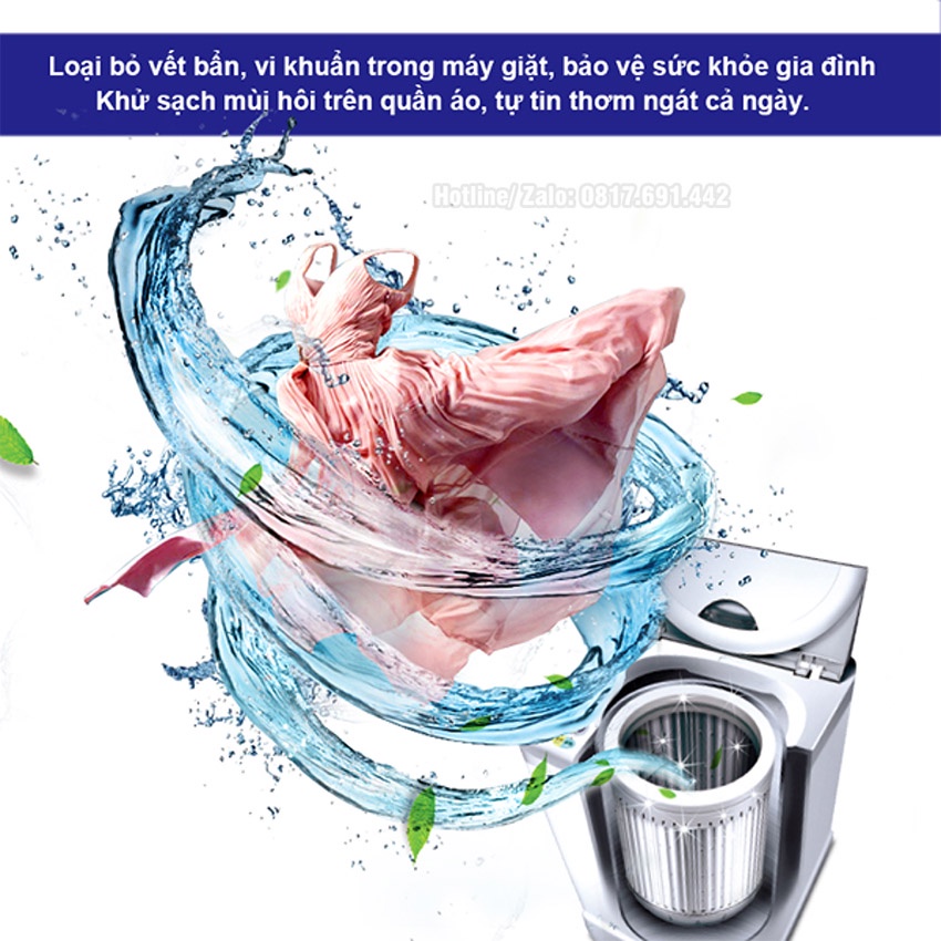 Bột Tẩy Lồng Máy Giặt Ion Bạc Kháng Khuẩn, Vệ Sinh Máy Giặt Cửa Ngang, Vệ Sinh Máy Giặt Cửa Trên 300g