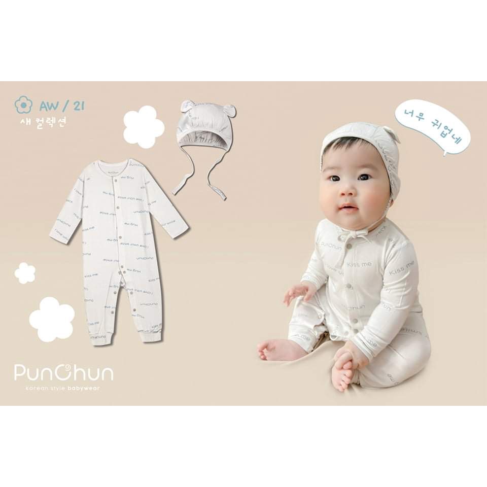 Body cho bé trai bé gái dài tay không tất cotton Punchun trẻ em