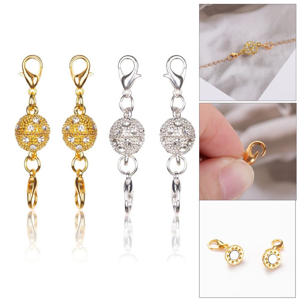 Móc Khóa Nối Vòng Tay / Vòng cổ Bằng Đá Tê Giác Màu Vàng / Bạc Có Khóa Cài Từ Tính Dùng Làm Đồ