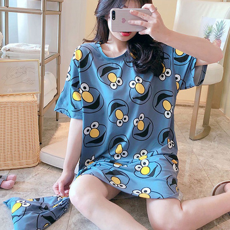 Summer New Women Short-sleeved Nightdress ,Summer Spring And Autumn Thin Section Loose Home Service Long Pajamas | BigBuy360 - bigbuy360.vn
