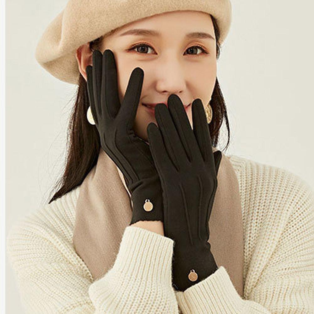 Găng Tay Hở Ngón Chống Gió Màu Trơn Đơn Giản Dành Cho Nữ