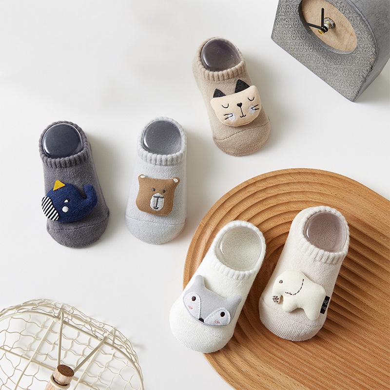 Vớ Cotton Mềm Thoáng Khí Chống Trượt In Họa Tiết Động Vật Hoạt Hình Dễ Thương Dành Cho Các Bé