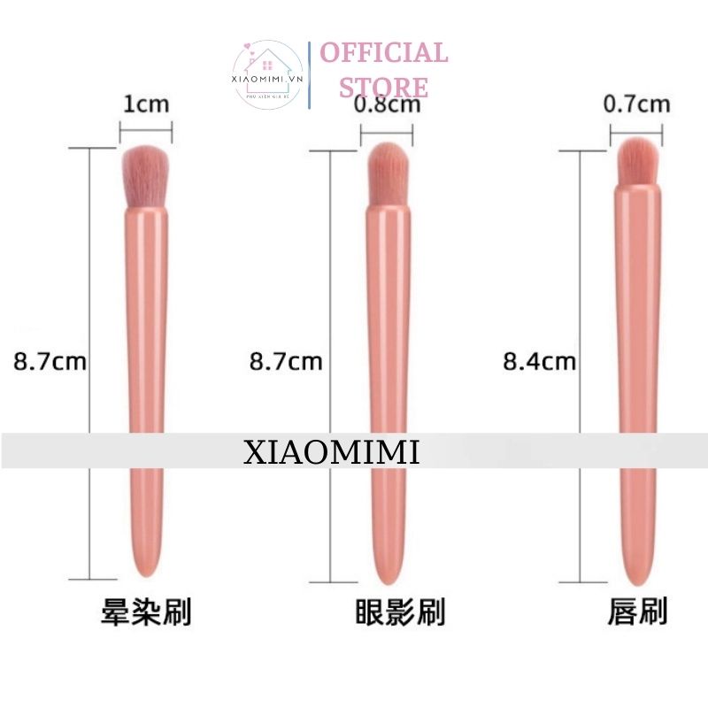 Bộ cọ trang điểm makeup cá nhân combo bộ 6 món kèm hộp gương màu hồng XIAOMIMI D1.100