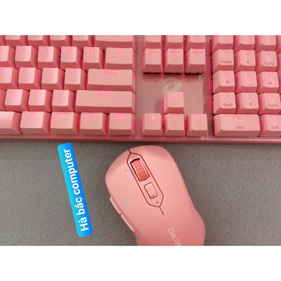 COMBO BỘ BÀN PHÍM CƠ + CHUỘT - Bộ bàn Phím Chuột  DAREU Gaming Màu HỒNG