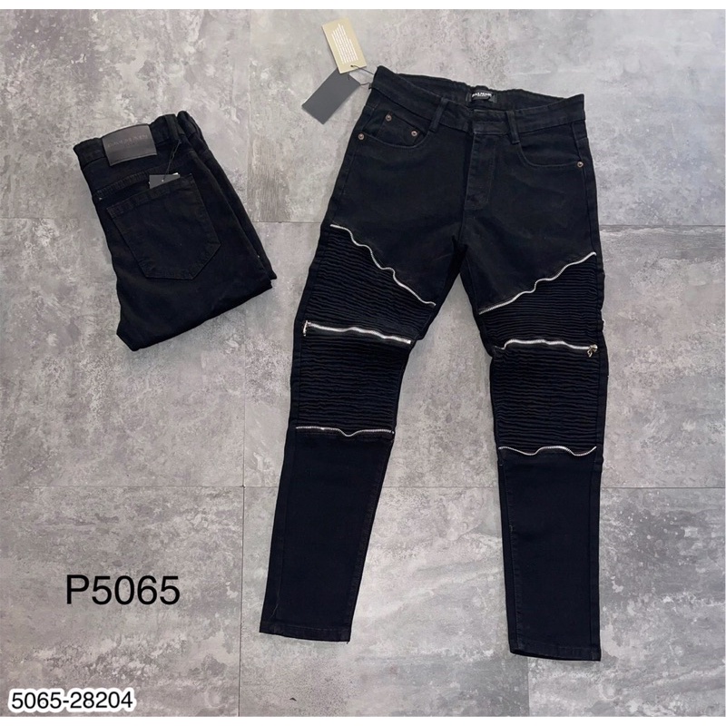 Quần Jeans Nam Đen Loang Khoá Zip Hot Trending - Quần Bò Nam Khoá Gối Siêu Đẹp