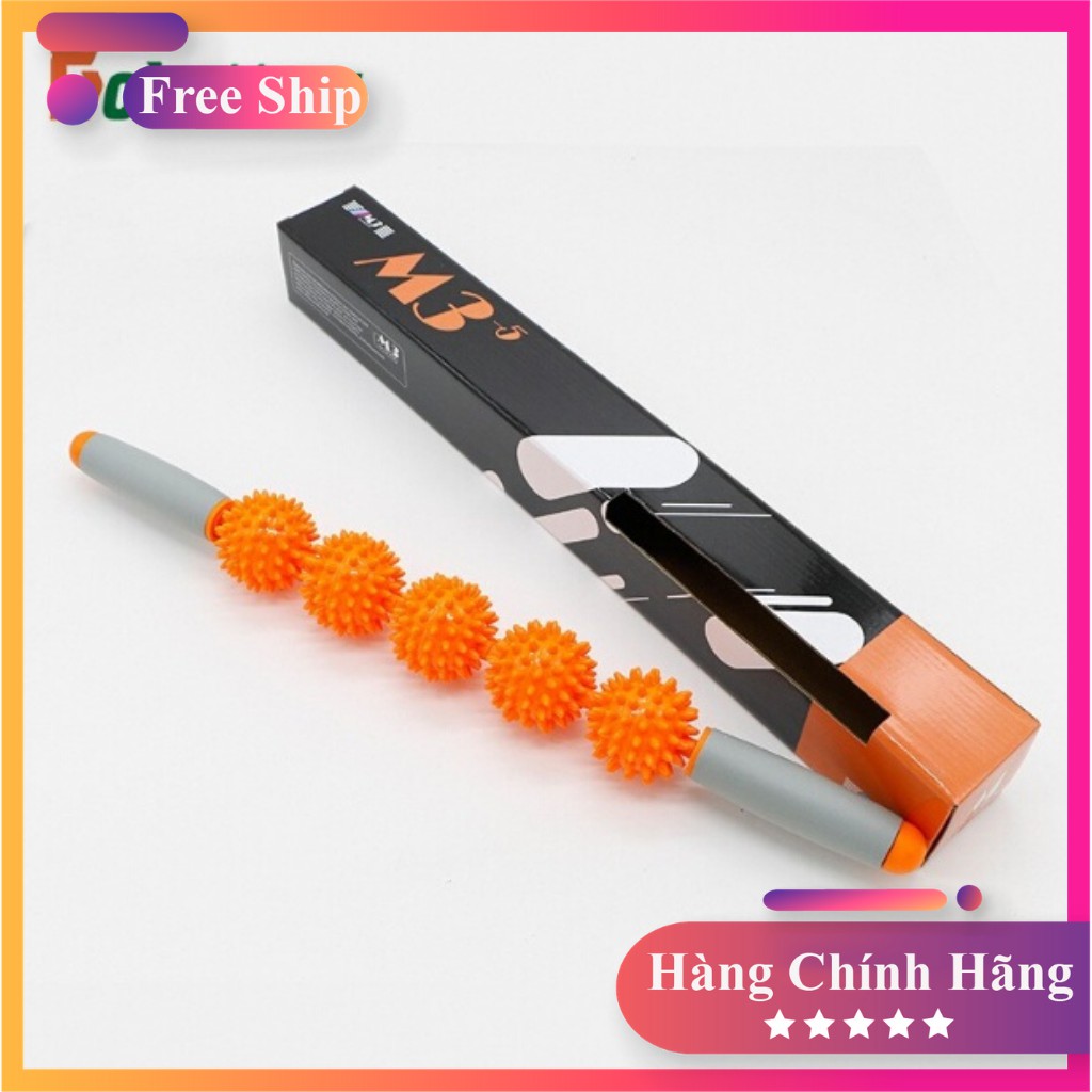 [CÓ VIDEO - ẢNH THẬT] Thanh Lăn Massage Cơ Bắp 5 Bóng Roller Stick Tập Gym Yoga 1906-5