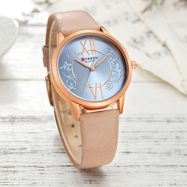 Đồng Hồ Quartz Đeo Tay CURREN 9049 Mặt Kim Dây Đeo Bằng Da Chống Nước Sang Trọng Cho Nữ