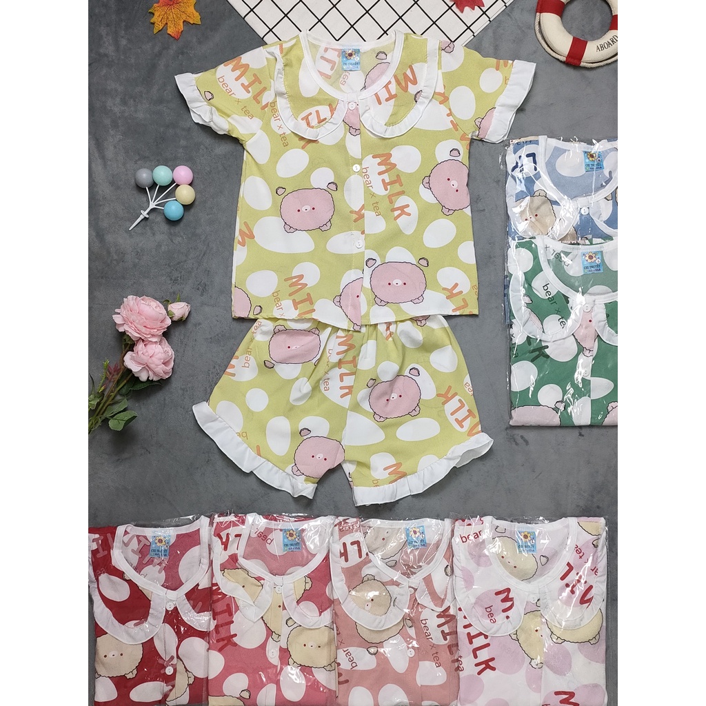 Combo 3 Bộ Lụa Viền Tay ngắn Bé