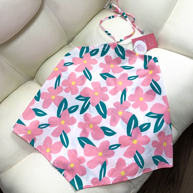 Áo cổ yếm QUEEN họa tiết hoa, chất cotton thoáng mát siêu dễ thương - AMELIA TOP QT005