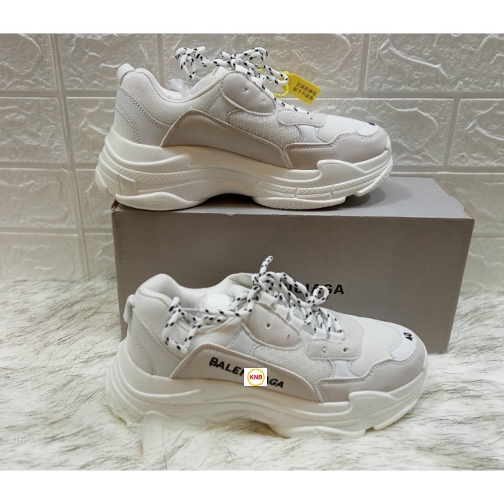 [Tặng tất + Freeship] GIÀY THỂ THAO NAM NỮ BALENCIAGA Triple S sneaker cao cấp trắng-đế trắng, size 36-43....