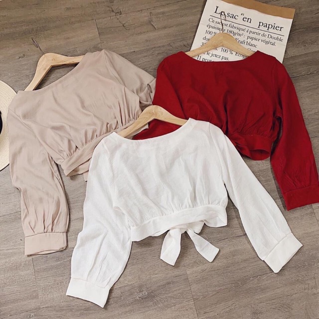🌿🌿🌿 Áo croptop thắt nơ sau dễ thương 🌿🌿🌿 | BigBuy360 - bigbuy360.vn