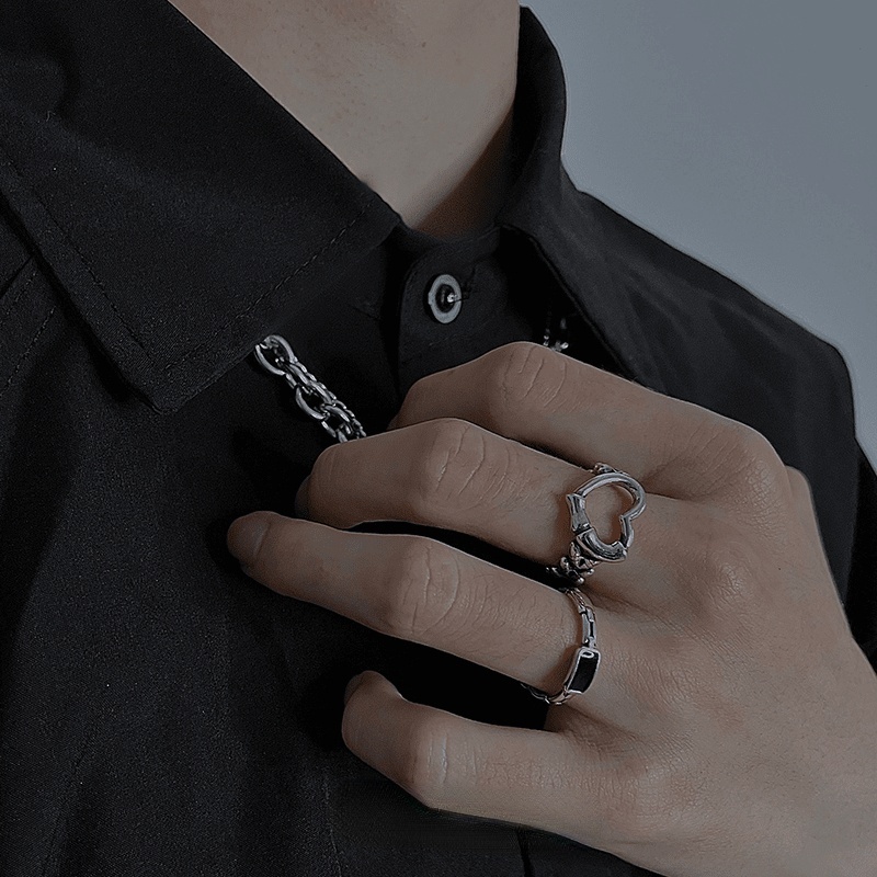 Nhẫn đeo tay họa tiết trái tim phong cách hip hop đơn giản thời thượng có thể tùy chỉnh 19a1373ins